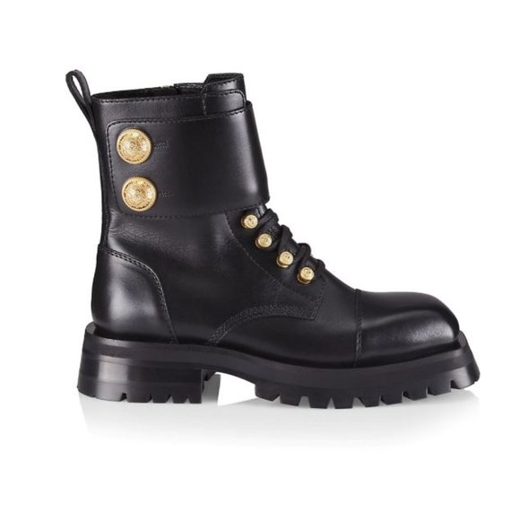 Balmain Ranger Army Leather Combat Boots Black Size 38.5 - Picture 2 of 11